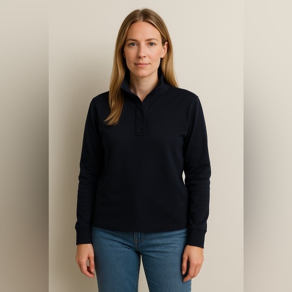 HUGO BOSS Women's Regular Fit 1/4 Zip Pullover Sweatshirt - Black, Large - Picture 6 of 6